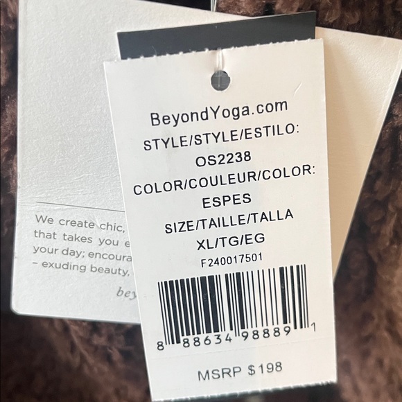 Beyond Yoga faux shearling hoodie jacket espresso size XL - Picture 8 of 10